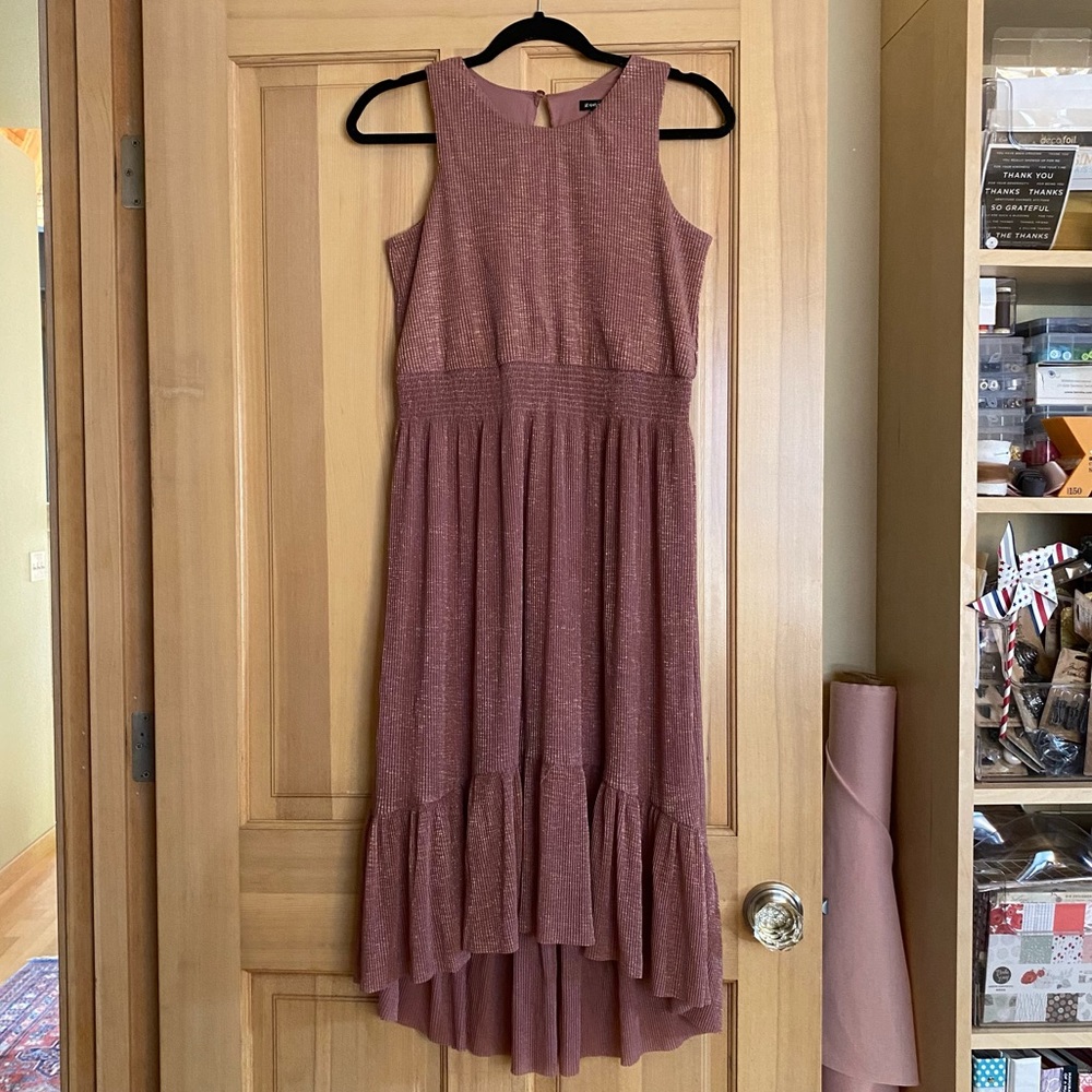 Girls’ Shimmering Mauve High-Low Dress
